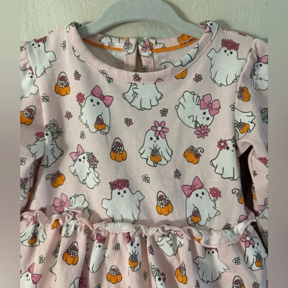 RUFFLE BUTTS Boos & Bows Spandex Romper Ghosts Pumpkins Size 6-12M - Picture 5 of 10